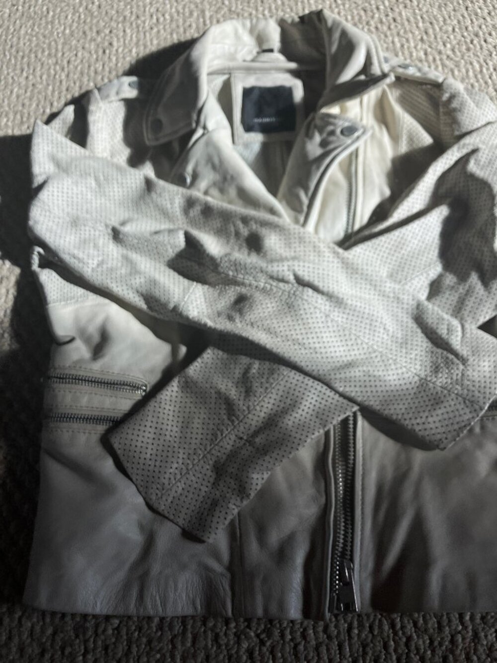Mauritius White Leather Mesh Motorcycle Jacket Size 8 READ